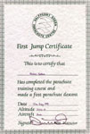 Parachute certificate